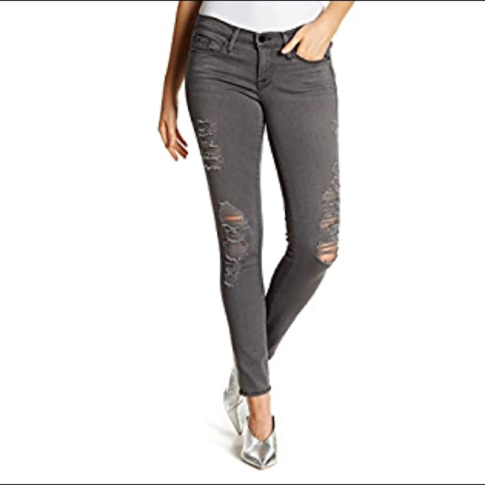 Frame Le Skinny de Jeanne Grey Shred Jeans
